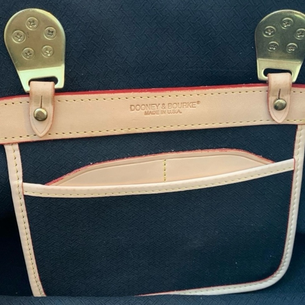 Dooney & Bourke Black Tan Leather Satchel Crossbody Shoulder Bag - Picture 11 of 12